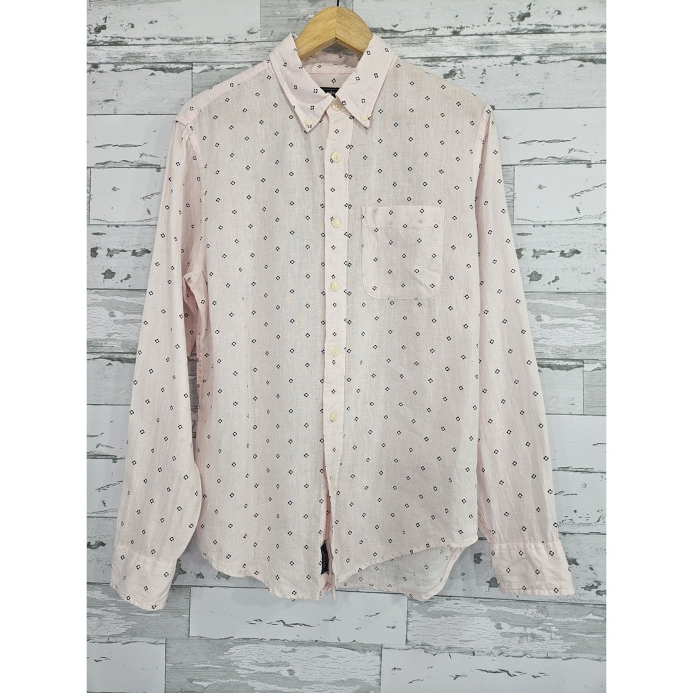 Abercrombie Fitch Mens Small 100% Linen Button Up Shirt Light Pink Resort
